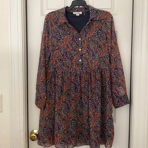 Simply Noelle Button Front Paisley Midi Dress Size Small